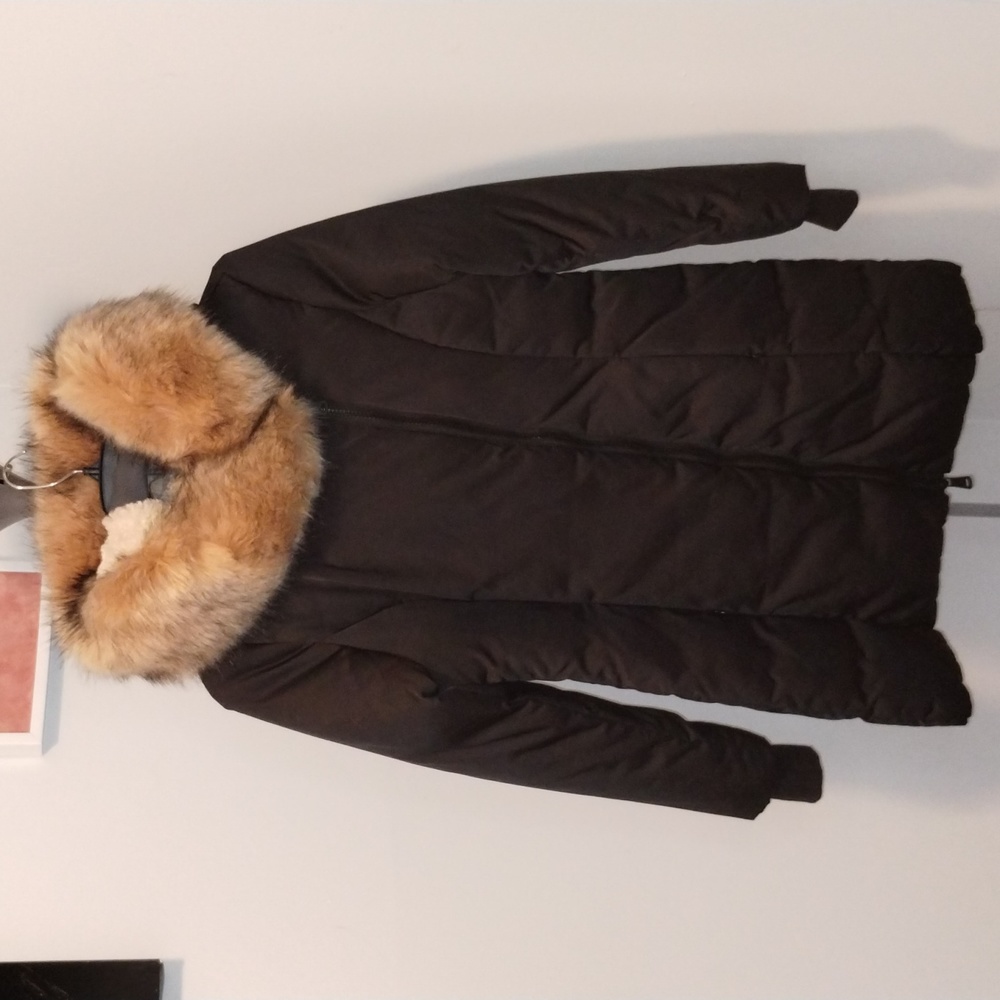 Bernardo Women's Asymmetrical Zip Faux-Fur Trim Hooded Puffer Coat